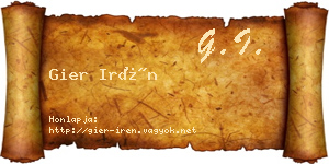 Gier Irén névjegykártya